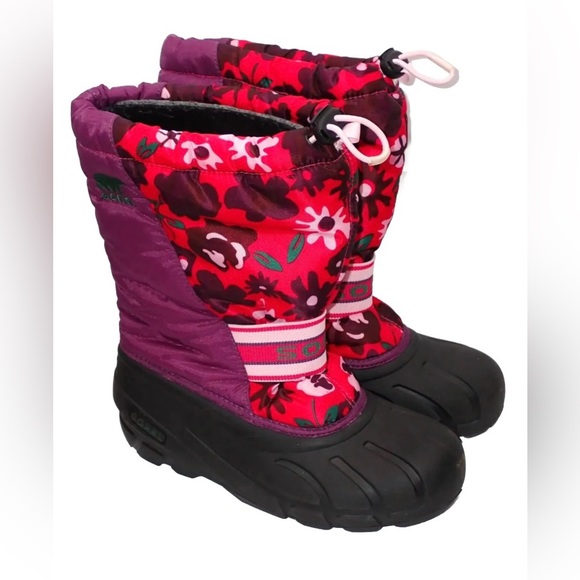 Sorel Other - Sorel Girl's Snow Boots Cub Purple Pink Flowers Insulated NY1811-505 Size 6Y